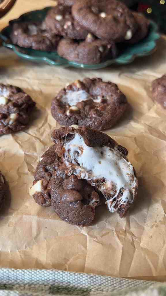 the gooey hot chocolate chip cookie on parchment paper