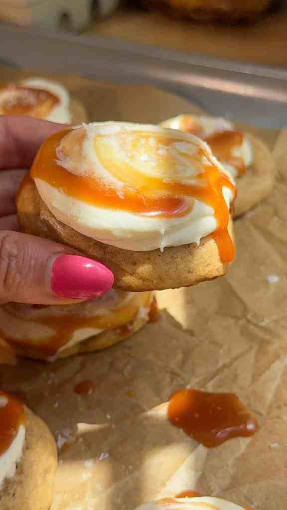 Salted Caramel Cream Cheese Cookies (Soft Frosted Cookies)