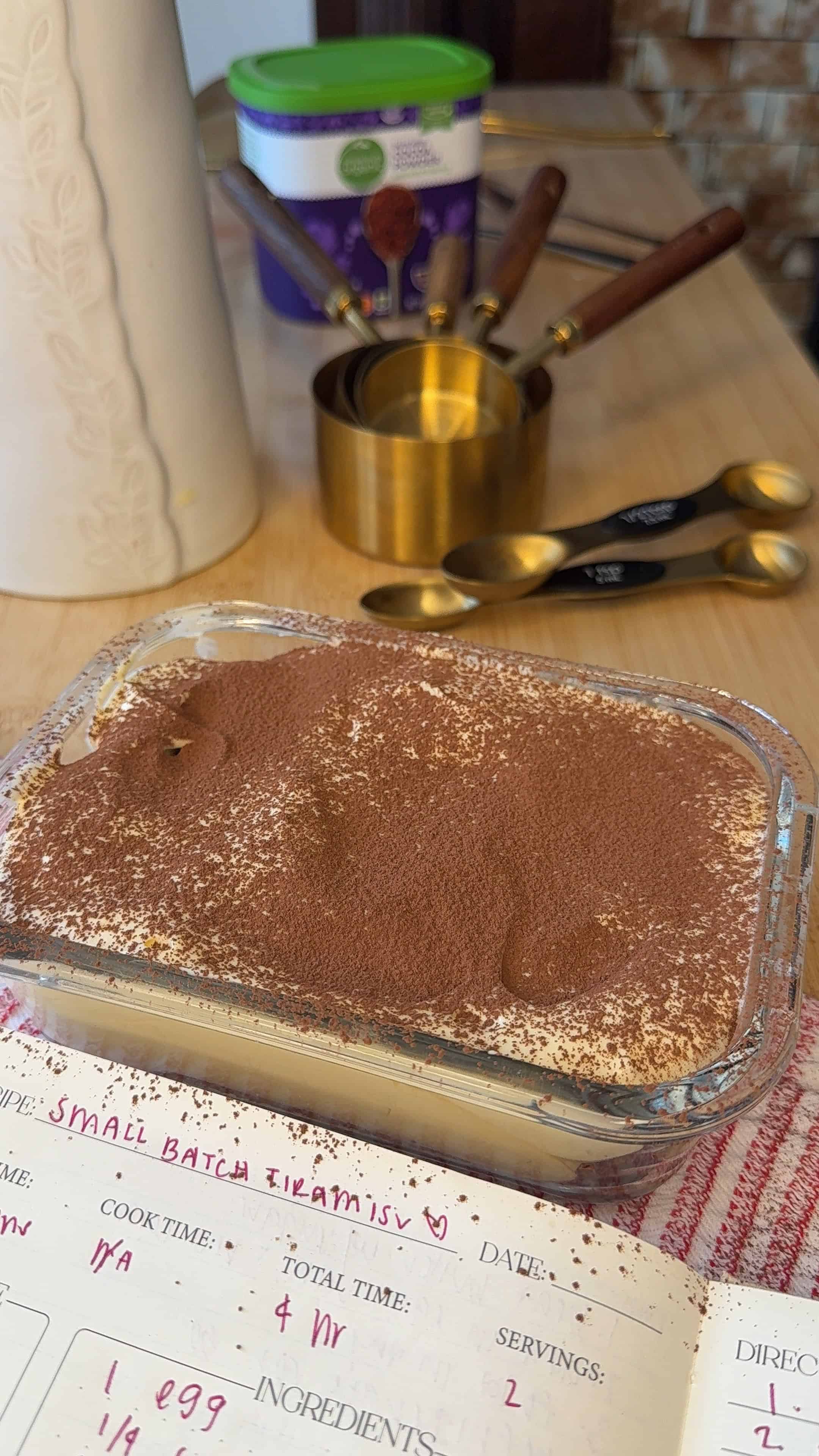my final small batch tiramisu ready to be enjoyed and shared!
