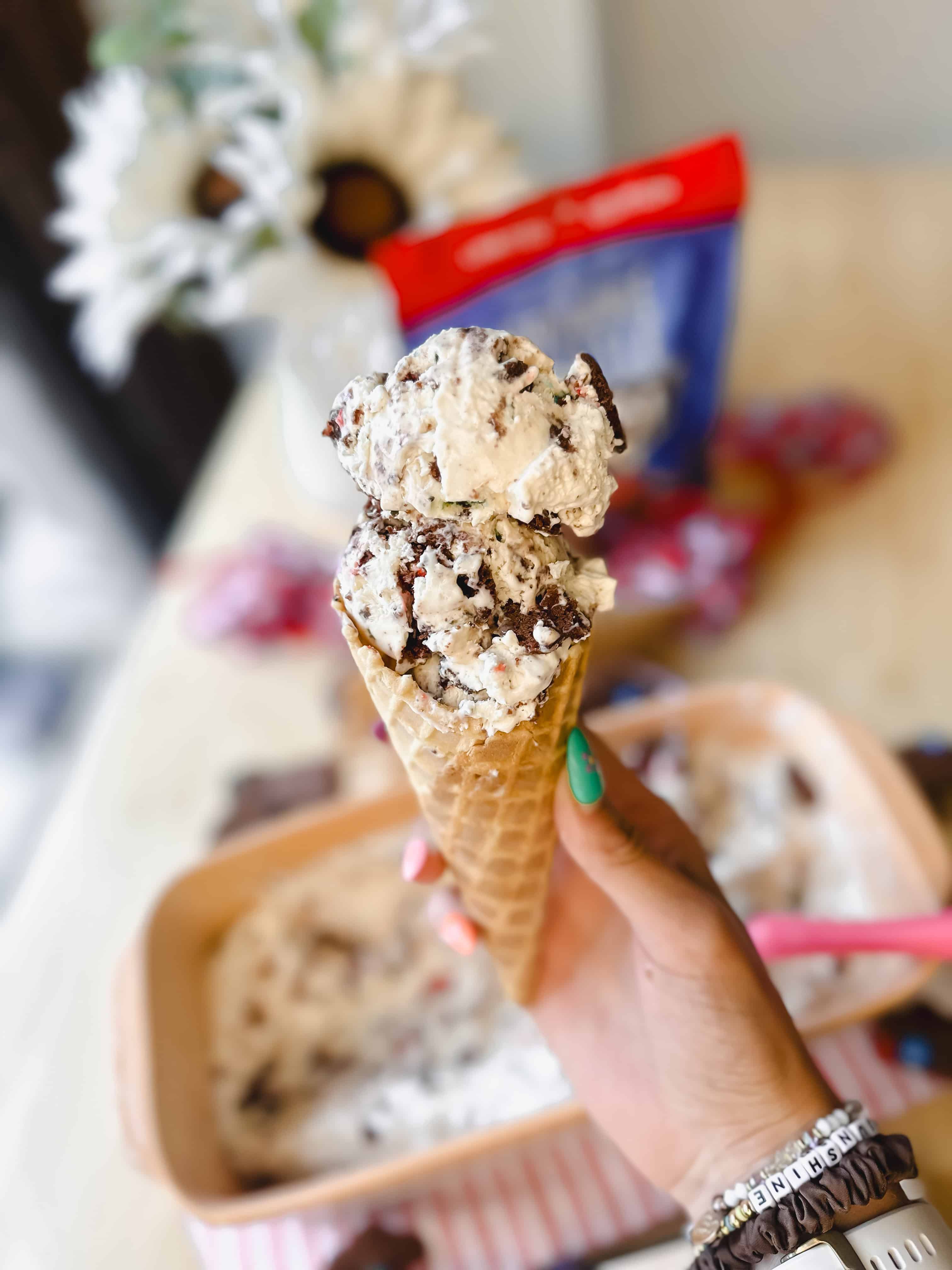 Brownie Brittle Red White & Blue M&M’s Ice Cream Recipe