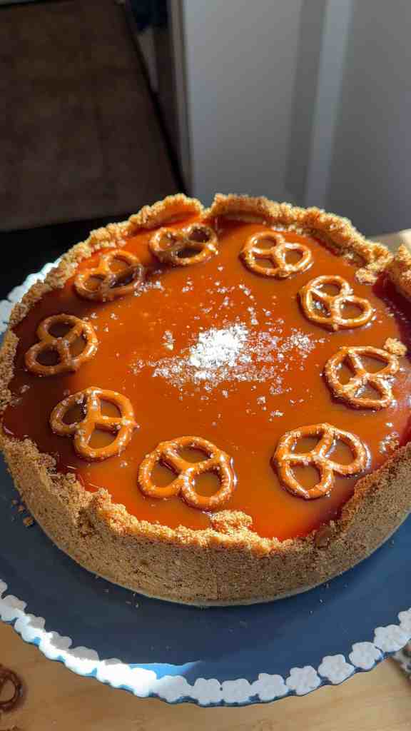 Salted Caramel Pretzel Cheesecake (Pretzel Crust + Homemade Caramel)