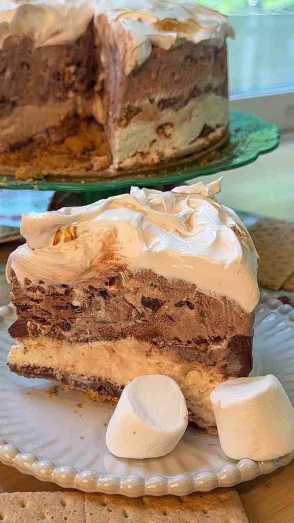 a plate of smores ice cream cake