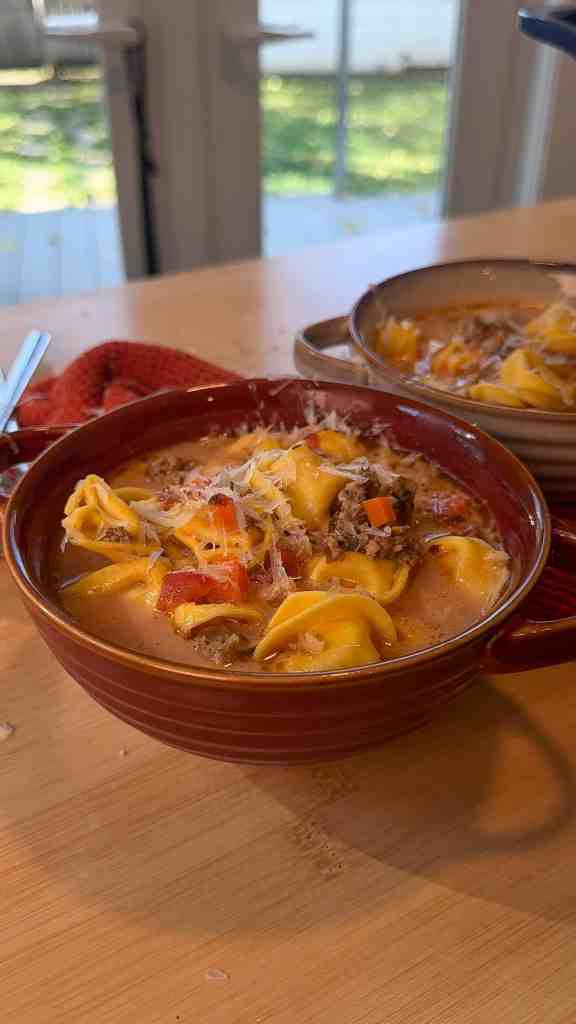 Creamy Tuscan Tortellini Soup with Sweet Italian Sausage