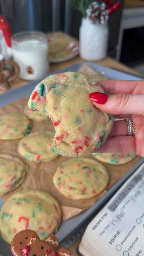 soft sprinkle sugar cookies cooling on rack
