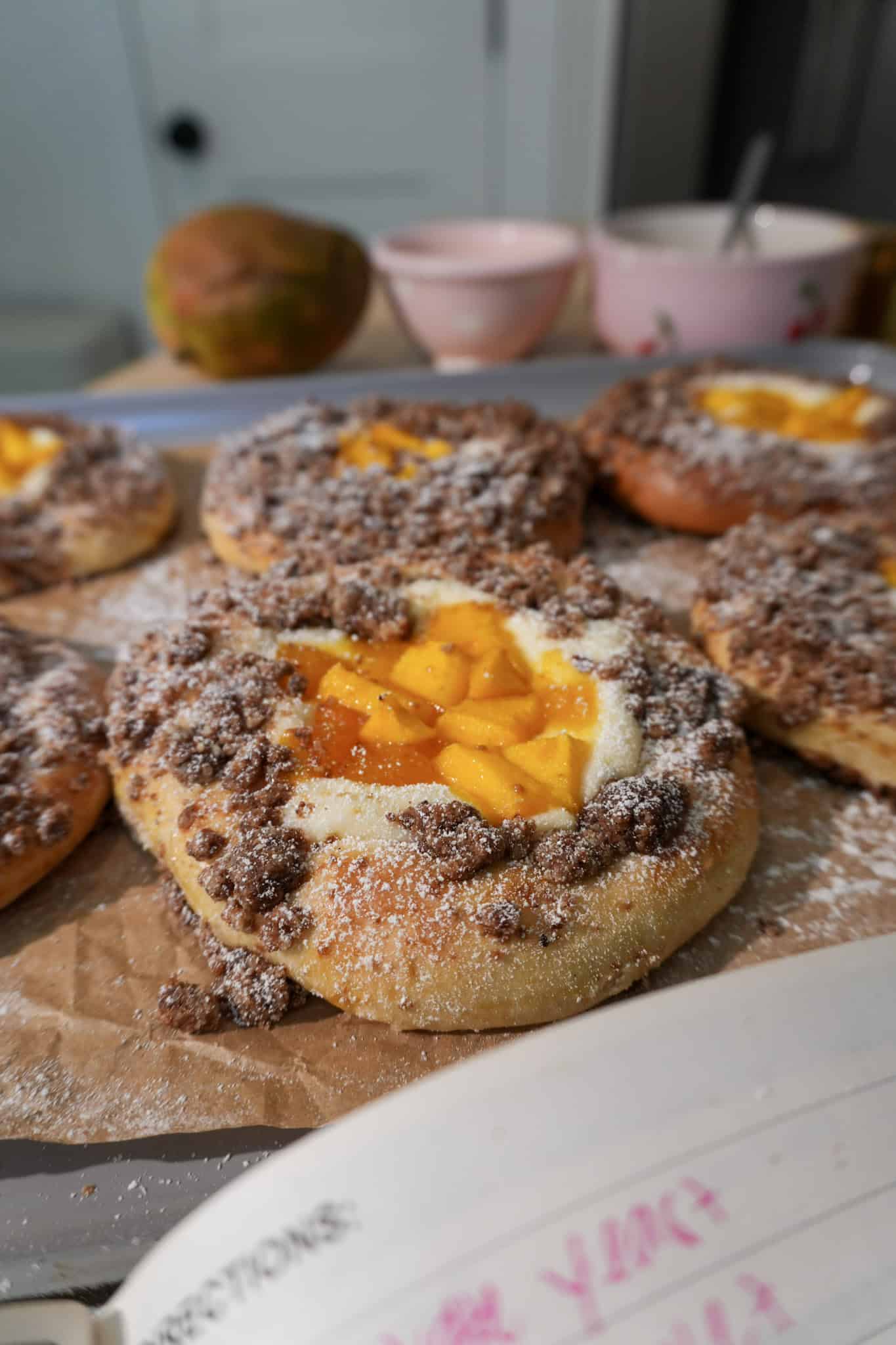 The Best Fluffy Mango Custard Crumble Buns (Coconut Dough)