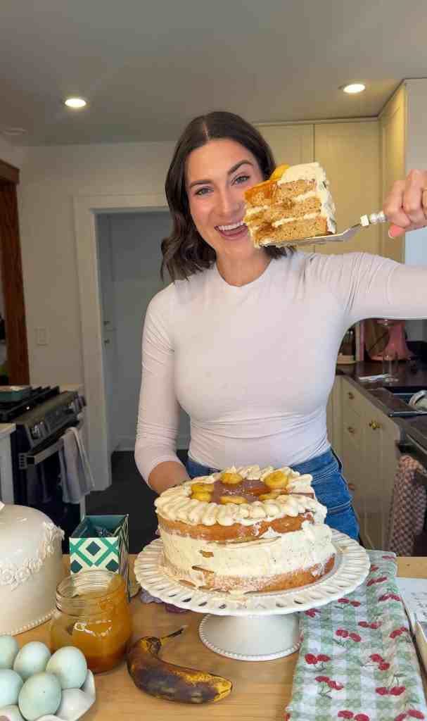 Salted Caramel Brown Butter Banana Cake (Ultra Moist 3-Layer Banana Cake)