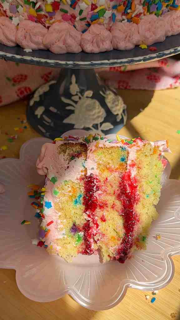 Funfetti Birthday Cake with Raspberry Filling