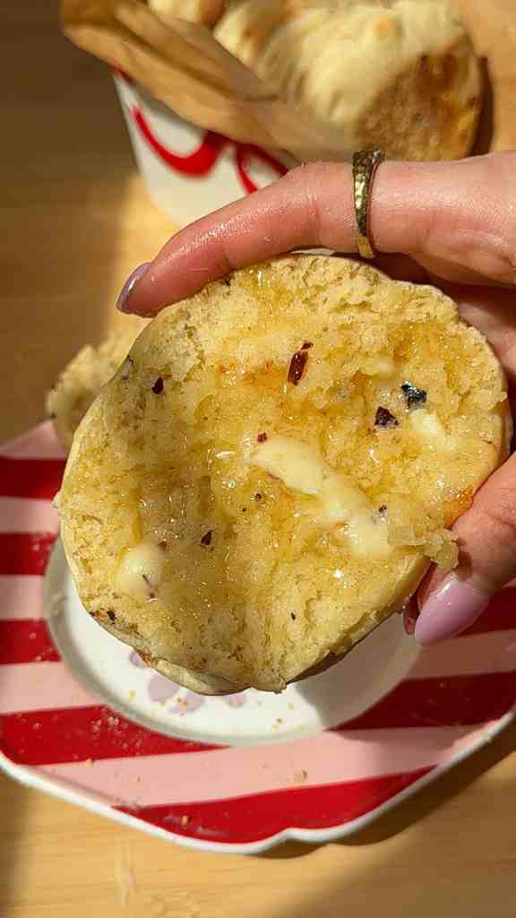 Caramelized Onion White Cheddar English Muffins (with Hot Honey Butter)