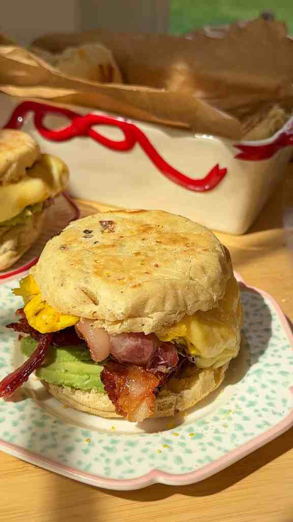 Caramelized Onion White Cheddar English Muffins (with Hot Honey Butter)