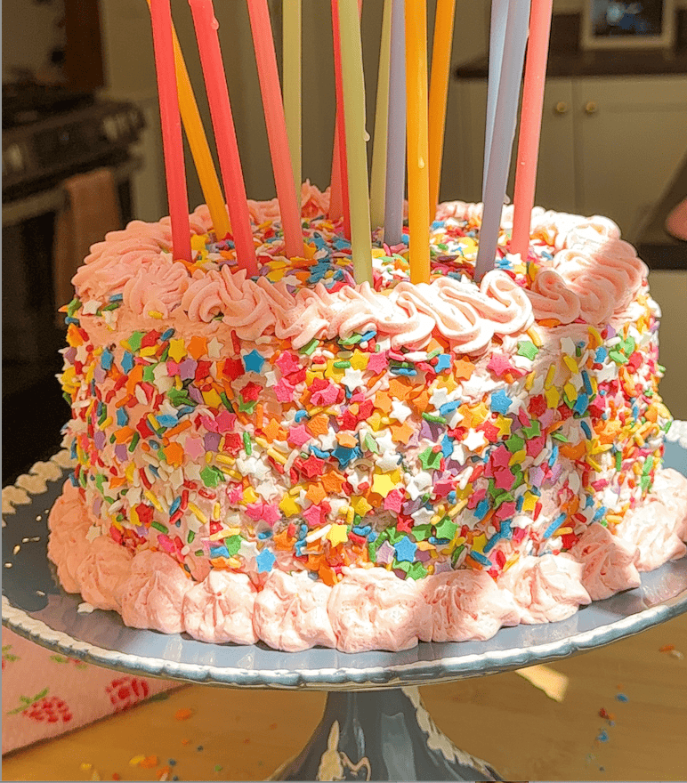 Funfetti Birthday Cake with Raspberry Filling