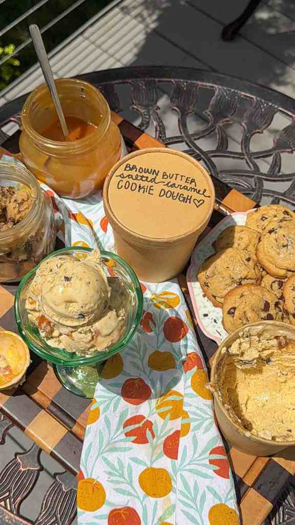 The Best Homemade Brown Butter Cookie Dough Ice Cream (with Salted Caramel)