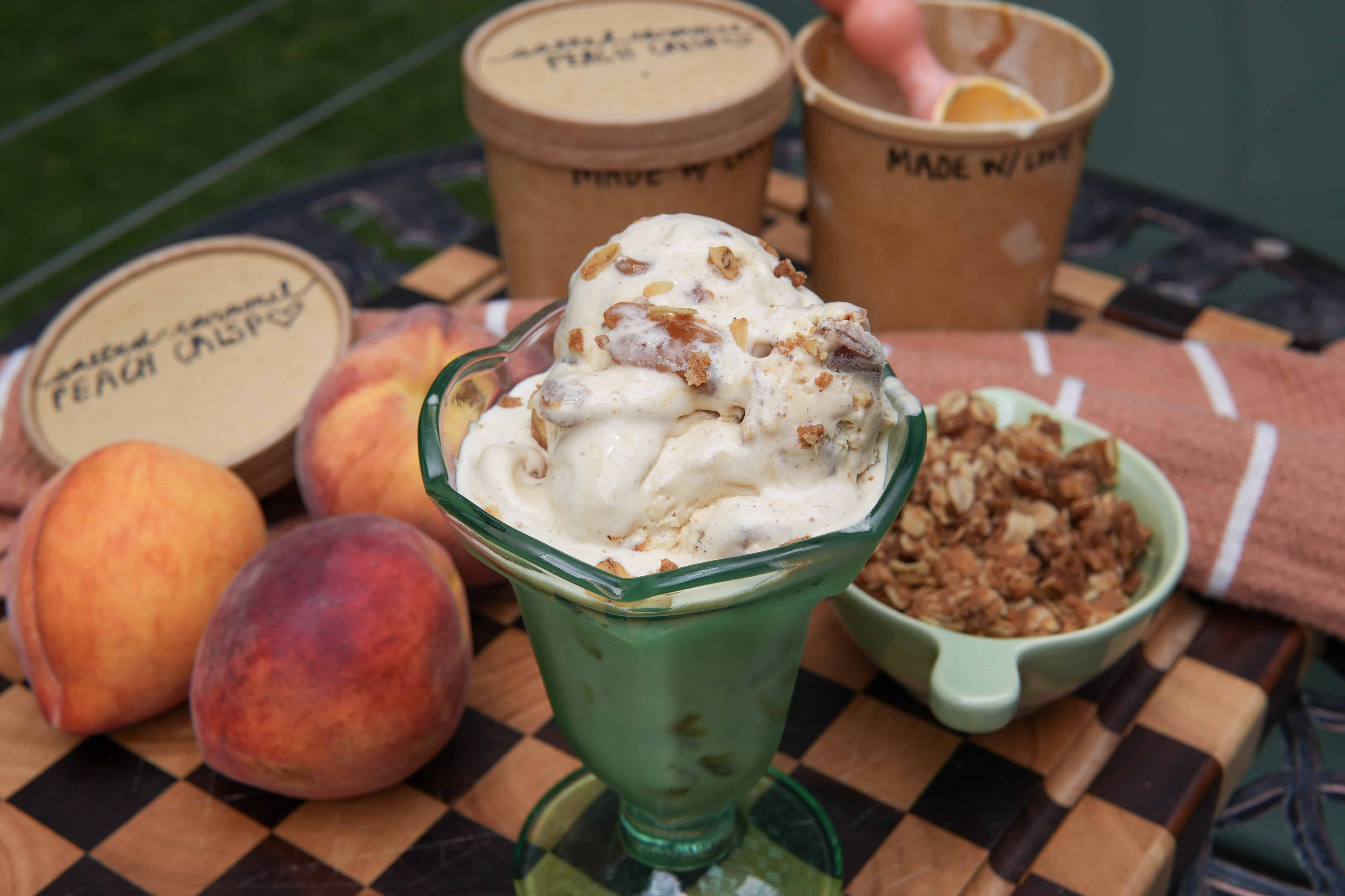 Salted Caramel Peach Crisp Ice Cream (Easy Homemade Recipe)