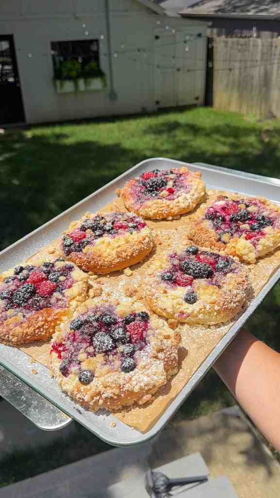Triple Berry Custard Crumble Buns (Zesty Lemon Brioche)