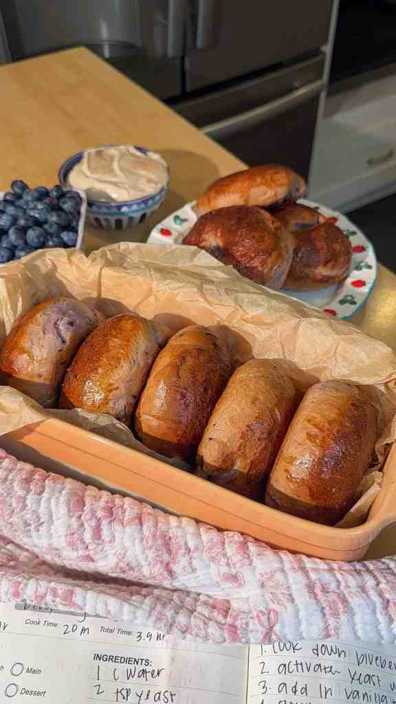 Homemade Blueberry Bagels with Honey Cinnamon Cream Cheese