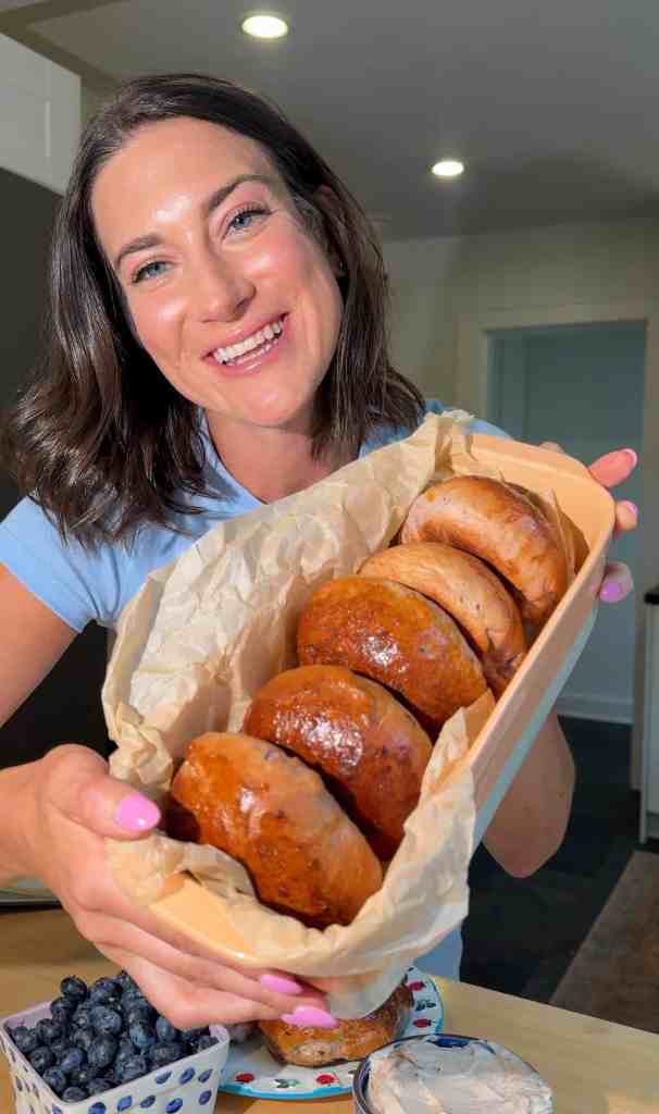Homemade Blueberry Bagels with Honey Cinnamon Cream Cheese