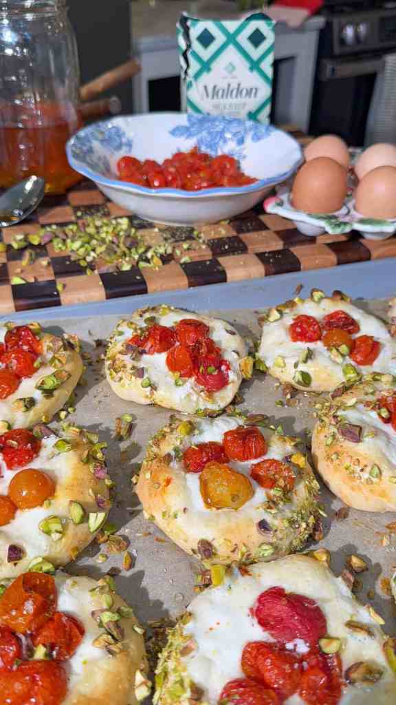 Honey Ricotta Tomato Buns with Roasted Cherry Tomatoes