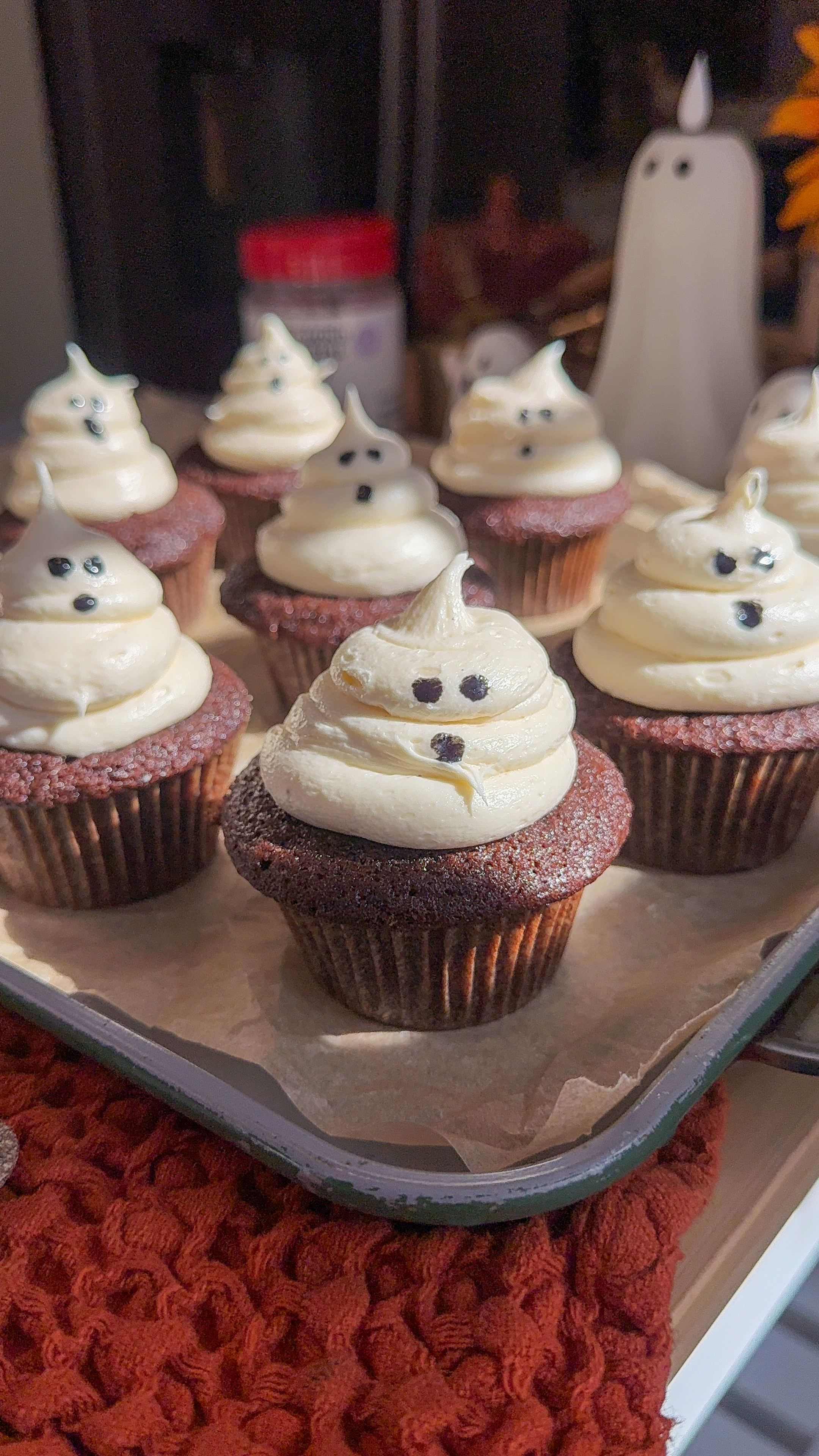 Halloween Ghost Cupcakes with Marshmallow Frosting